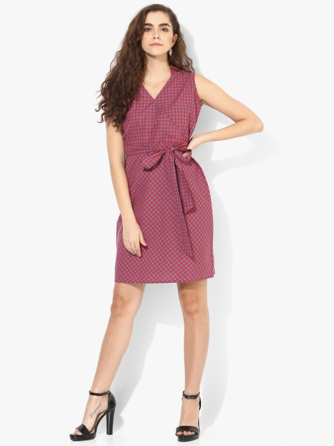 

Red Coloured Checked Shift Dress