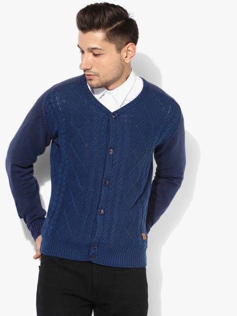 

Blue Textured Cardigan