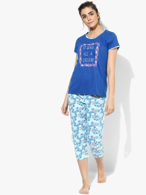 

Blue Graphic Capri Set