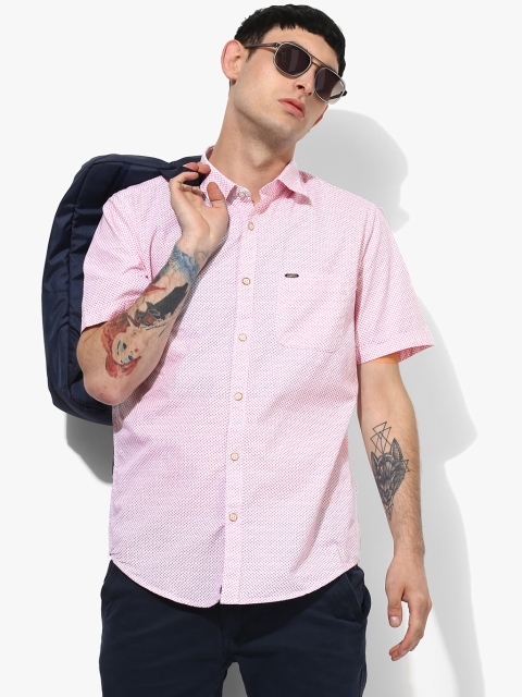 

Pink Printed Slim Fit Casual Shirt