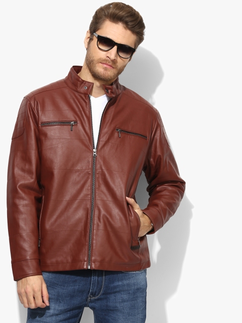 

Maroon Solid Polyurethane Casual Jacket