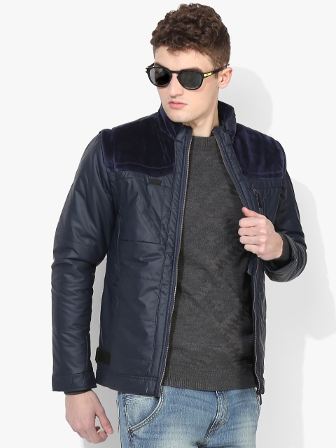 

Navy Blue Solid Casual Jacket