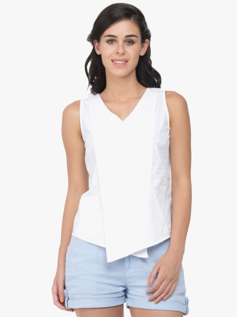

Pure Cotton Crossover Easy Fit Blouse -White