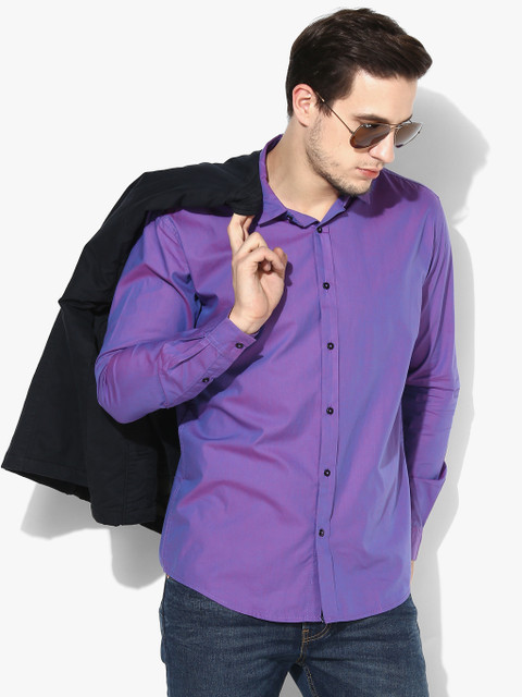 

Purple Solid Slim Fit Casual Shirt