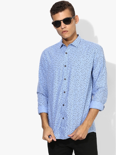 

Blue Printed Slim Fit Casual Shirt