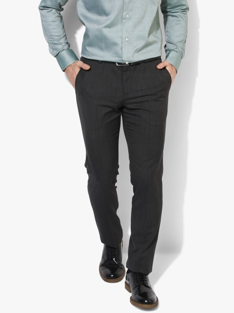 

Dark Grey Solid Regular Fit Formal Trouser