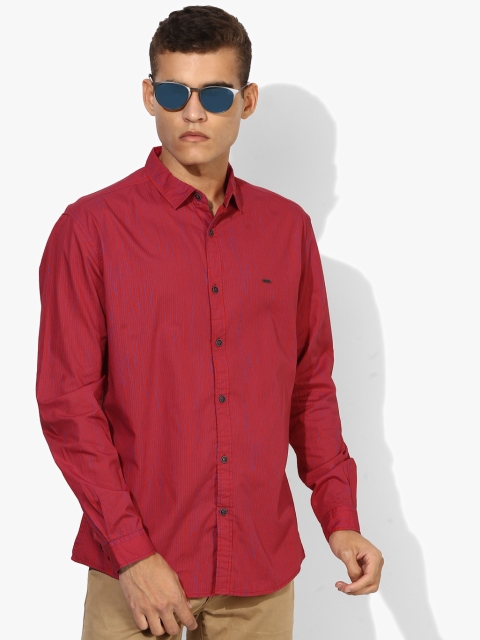 

Pink Striped Slim Fit Casual Shirt