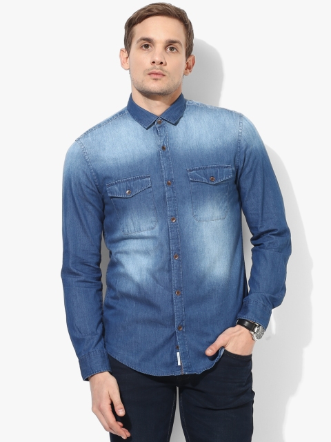 

Blue Washed Slim Fit Denim Shirt