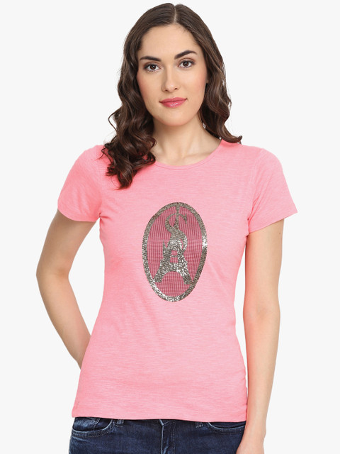

Pink Embellished T Shirt