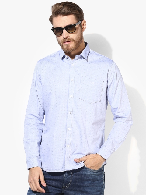 

Light Blue Textured Slim Fit Casual Shirt