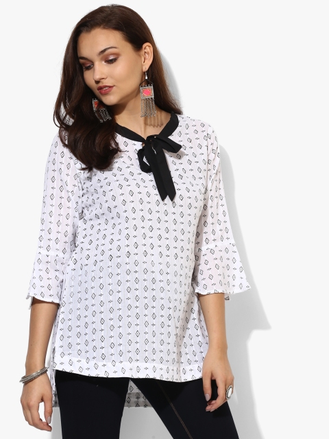 

White Printed Pure Cotton Top