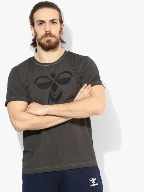 

Dark Grey Printed Round Neck T-Shirt