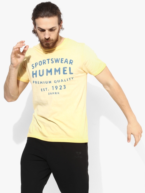 

Yellow Printed Round Neck T-Shirt