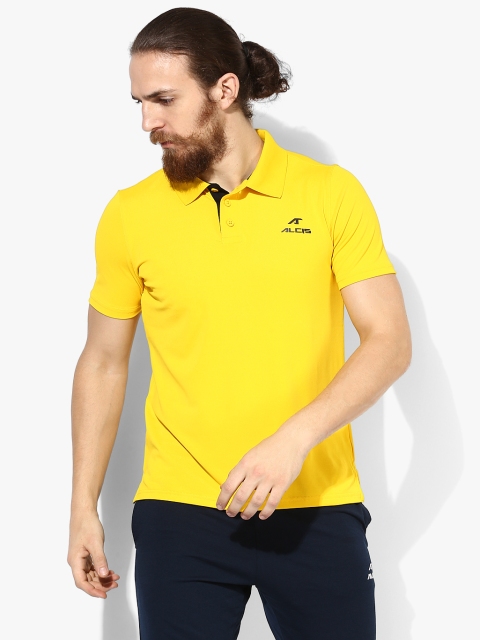 Alcis Men Yellow Solid Polo T-Shirt