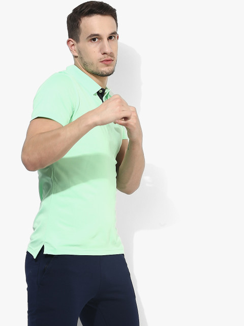

Alcis Men Green Solid Polo Collar T-shirt
