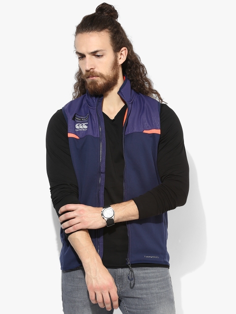 Navy Blue Printed Casual Jacket