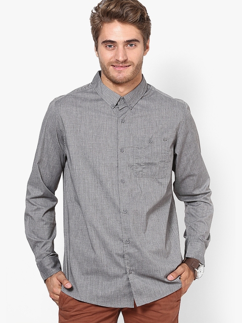Grey Solid Regular Fit Casual Shirt