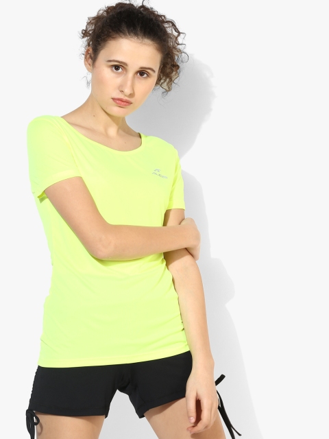 

Alcis Women Fluorescent Green Solid Round Neck T-shirt