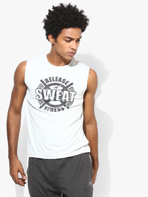 

Off White Printed Slim Fit Round Neck T-shirt