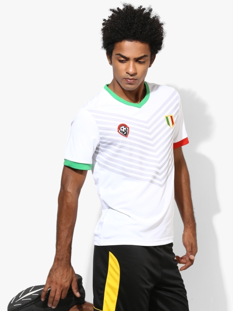 

White Printed Slim Fit V-Neck T-shirt