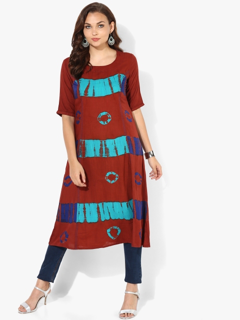

Sangria Women Maroon & Blue Dyed A-Line Kurta