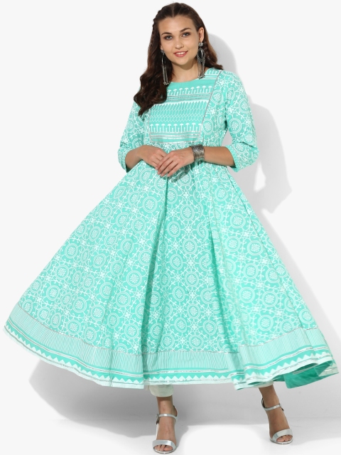 

Sangria Women Turquoise Blue Printed Anarkali Kurta