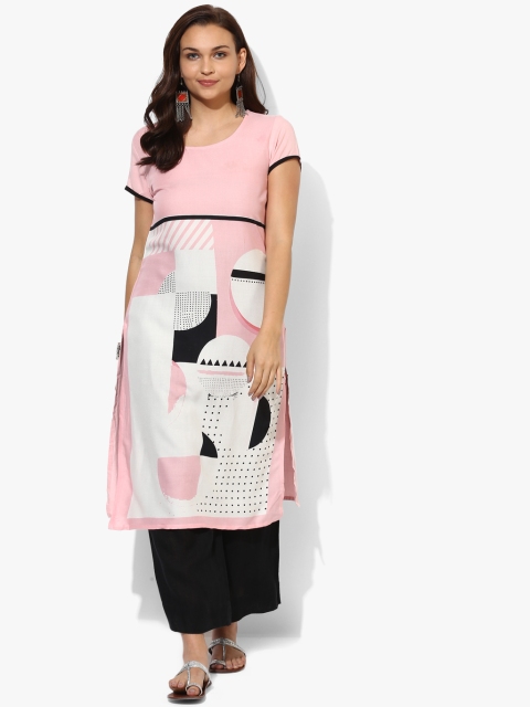 

Sangria Women Pink Printed Straight Kurta