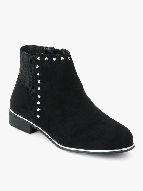 

DOROTHY PERKINS Women Black Solid Wide Fit Mid-Top Flat Boots