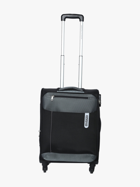 

AMERICAN TOURISTER Unisex Black & Grey Colourblocked Polyester Cabin Trolley Bag