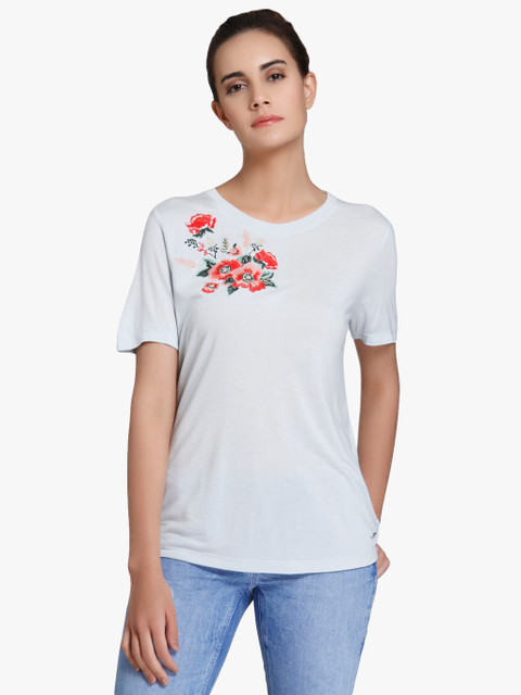 

Vero Moda Women Blue Solid Round Neck T-shirt