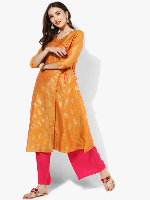

RANGMANCH BY PANTALOONS Women Orange Printed A-Line Kurta