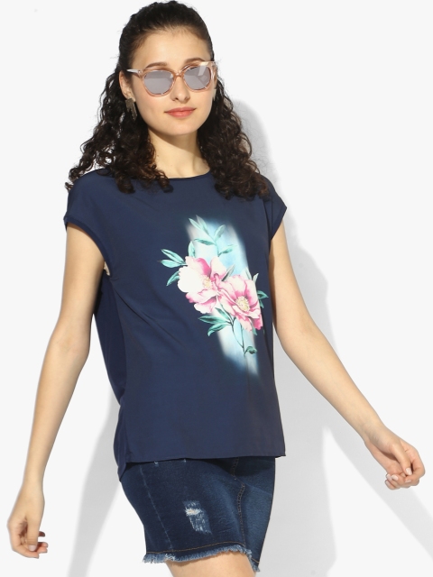 

ESPRIT Navy Blue Printed Round Neck T-shirt