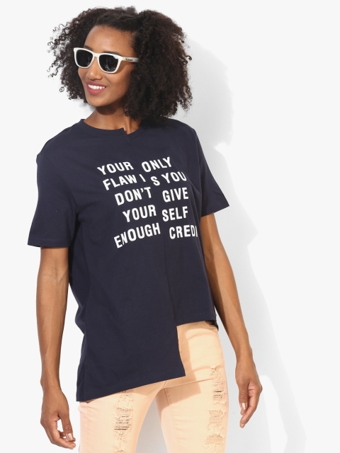 

Vero Moda Women Navy Blue Printed Asymmetrical Top