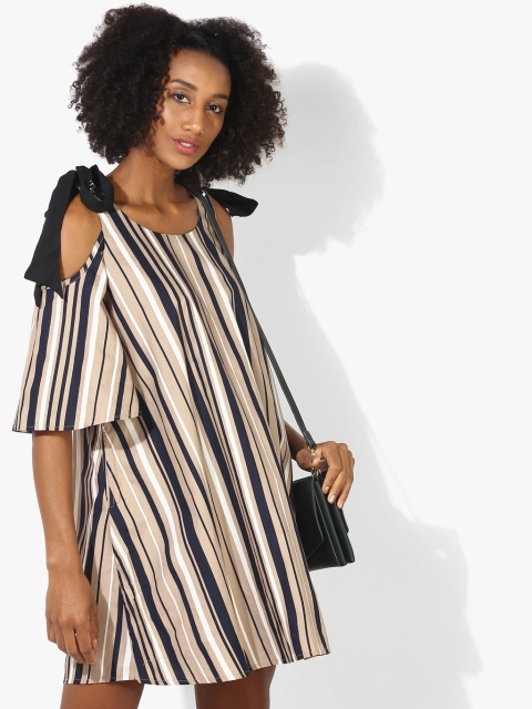 

Vero Moda Women Beige & Navy Striped A-Line Dress