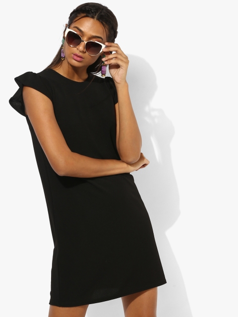 

Black Coloured Textured Shift Dress