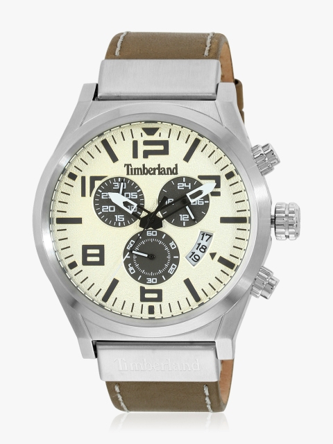 

Timberland Men Cream-Coloured Genuine Leather Analogue Watch TBL.15337JS/07