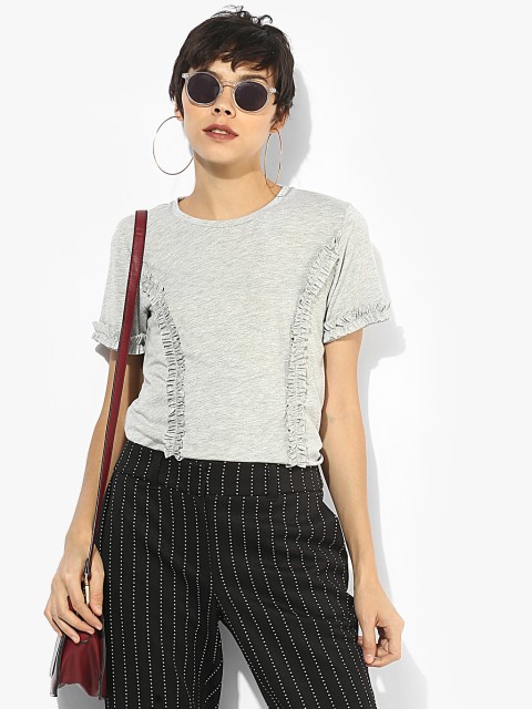 

DOROTHY PERKINS Women Grey Solid Top
