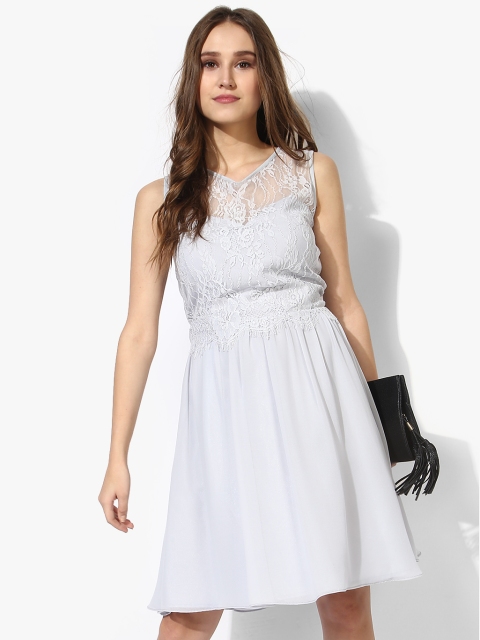 

DOROTHY PERKINS Women Grey Solid Fit and Flare Dress