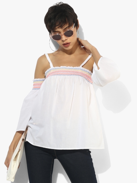 

Off White Embroidered Strappy Top