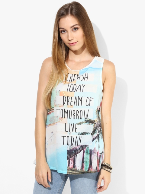 

ONLY Blue & White Printed Top
