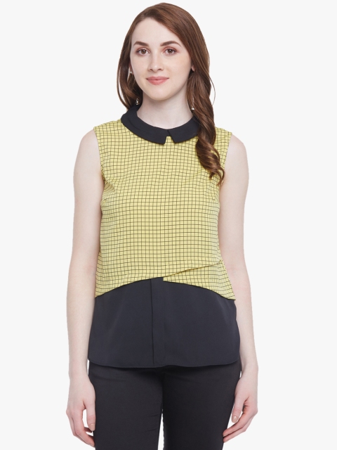 

Annabelle by Pantaloons Women Yellow Checked Blouse