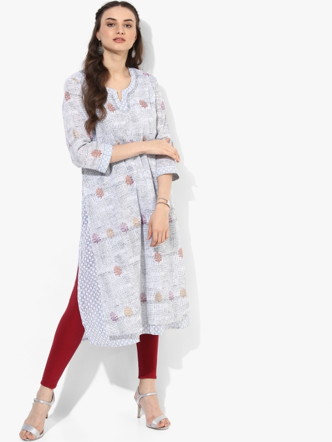 

RANGMANCH BY PANTALOONS Women Off-White Printed Straight Kurta