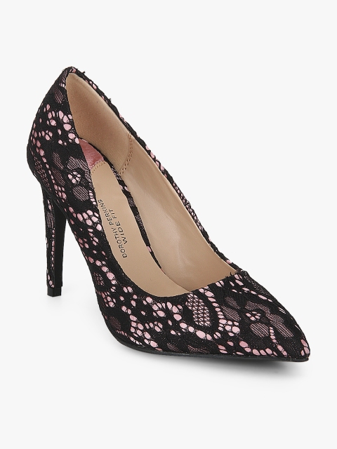 

DOROTHY PERKINS Black & Pink Lace Stilettos