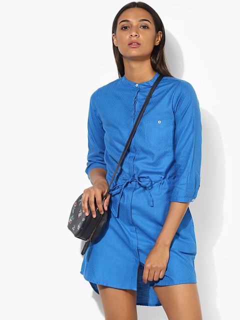

Lee Cooper Women Blue Self Design Shirt Dress