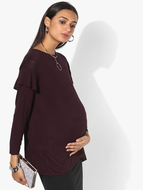 

DOROTHY PERKINS Women Wine-Coloured Solid Maternity Top, Burgundy