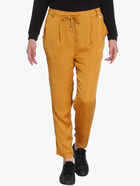 

ONLY Women Mustard Yellow Regular Fit Solid Cropped Regular Trousers