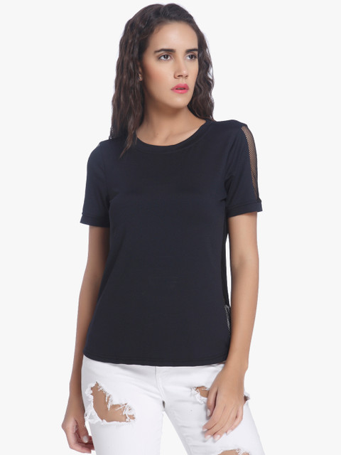 

Vero Moda Women Navy Blue Solid Round Neck T-shirt