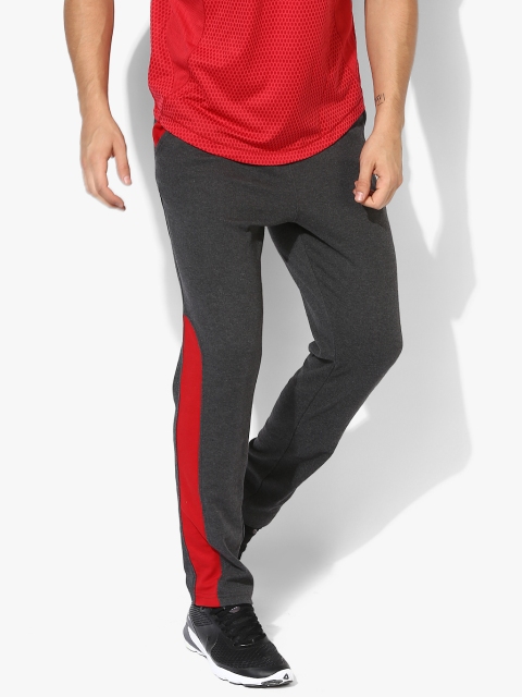 

2GO Men Charcoal Grey & Red Colourblocked Straight Fit Running Track Pants