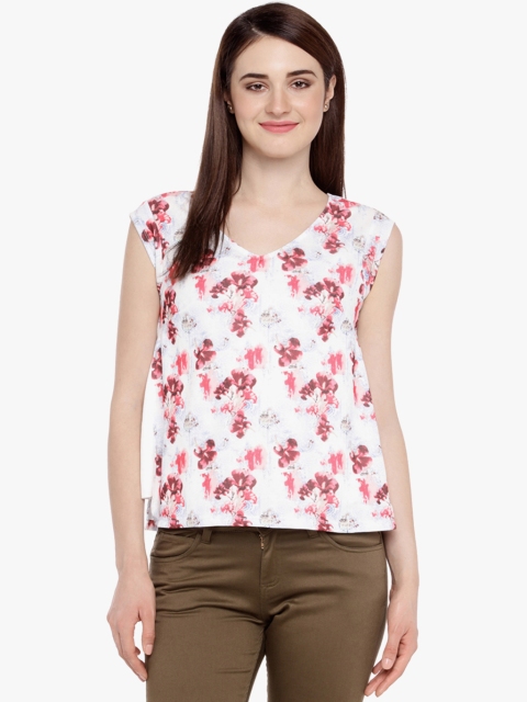 

Annabelle by Pantaloons Women White & Pink Printed Top