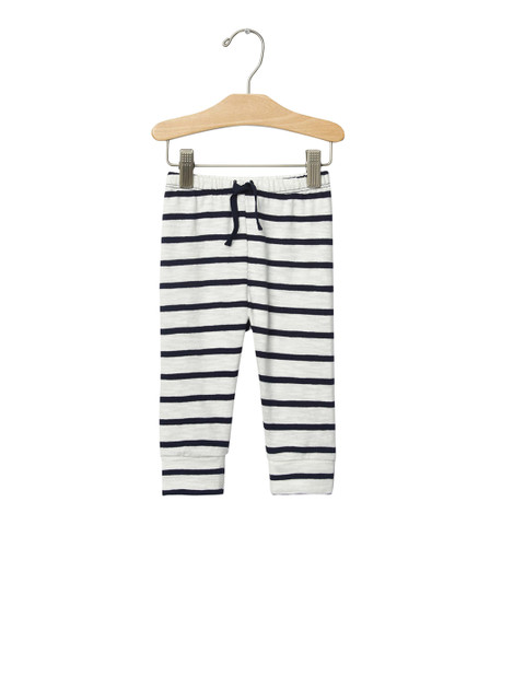

GAP Black & White Baby Stripe Banded Pants, Grey